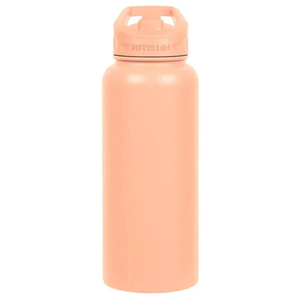 Fifty/Fifty 1L Bottle With Straw Cap - Peach - Tashqila Fifty/Fifty 1L Bottle With Straw Cap - Peach - Tashqila